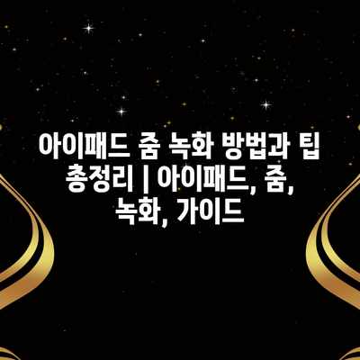 아이패드 줌 녹화 방법과 팁 총정리 | 아이패드, 줌, 녹화, 가이드 아이패드 줌 녹화 방법과 팁 총정리 | 아이패드, 줌, 녹화, 가이드