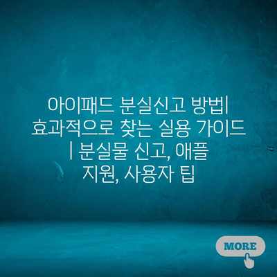 아이패드 분실신고 방법| 효과적으로 찾는 실용 가이드 | 분실물 신고, 애플 지원, 사용자 팁