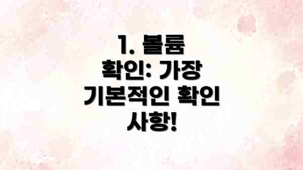 1. 볼륨 확인: 가장 기본적인 확인 사항!