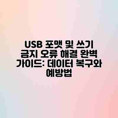 USB 포맷 및 쓰기 금지 오류 해결 완벽 가이드: 데이터 복구와 예방법 USB 포맷 및 쓰기 금지 오류 해결 완벽 가이드: 데이터 복구와 예방법