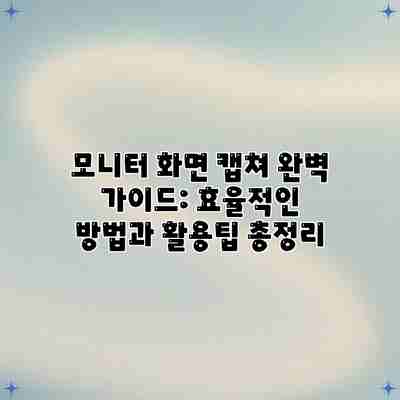 모니터 화면 캡쳐 완벽 가이드: 효율적인 방법과 활용팁 총정리 모니터 화면 캡쳐 완벽 가이드: 효율적인 방법과 활용팁 총정리