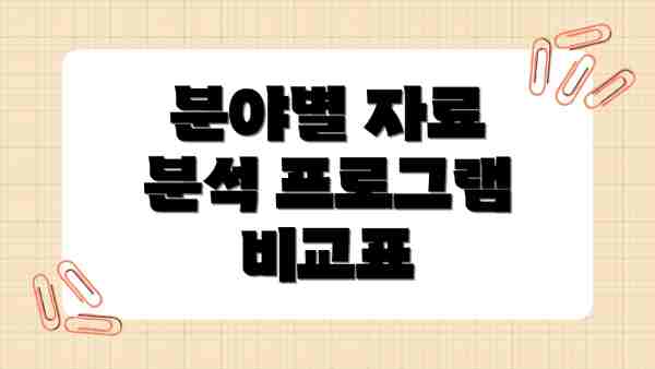 분야별 자료 분석 프로그램 비교표