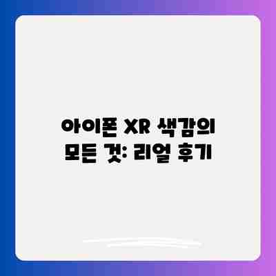 아이폰 XR 색감의 모든 것: 리얼 후기 아이폰 XR 색감의 모든 것: 리얼 후기