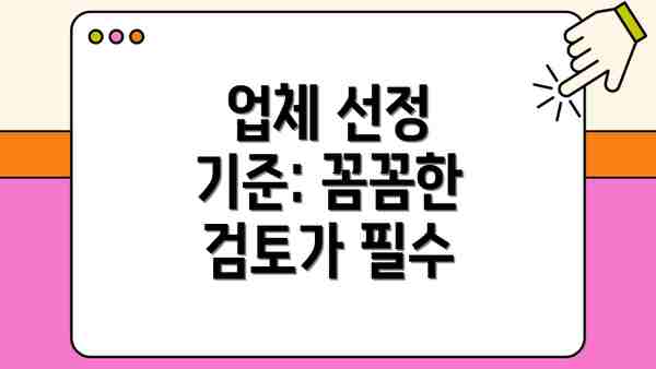 업체 선정 기준: 꼼꼼한 검토가 필수