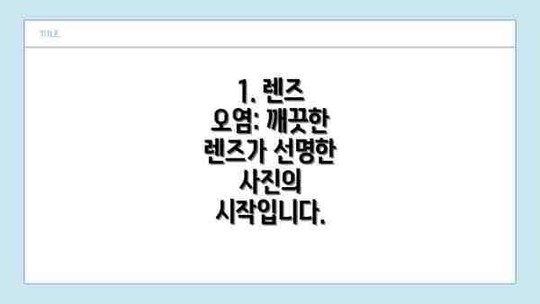 1. 렌즈 오염: 깨끗한 렌즈가 선명한 사진의 시작입니다.