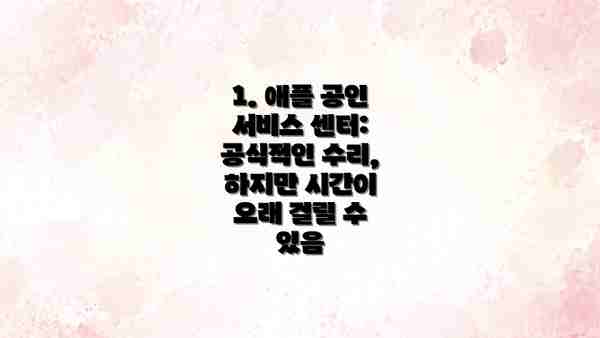 1. 애플 공인 서비스 센터: 공식적인 수리, 하지만 시간이 오래 걸릴 수 있음