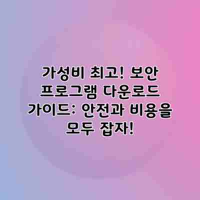 가성비 최고! 보안 프로그램 다운로드 가이드: 안전과 비용을 모두 잡자! 가성비 최고! 보안 프로그램 다운로드 가이드: 안전과 비용을 모두 잡자!