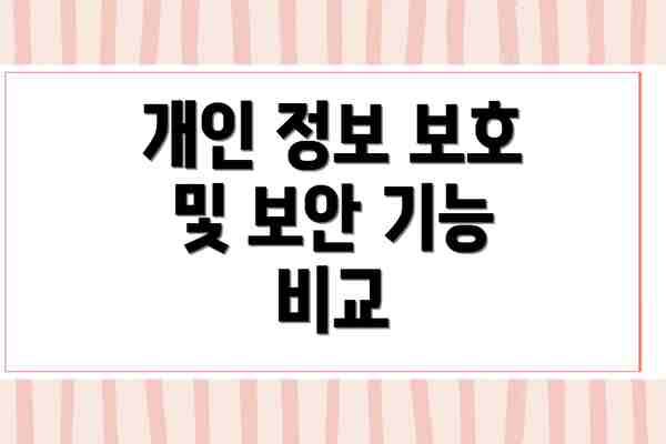 개인 정보 보호 및 보안 기능 비교