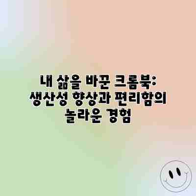 내 삶을 바꾼 크롬북: 생산성 향상과 편리함의 놀라운 경험 내 삶을 바꾼 크롬북: 생산성 향상과 편리함의 놀라운 경험