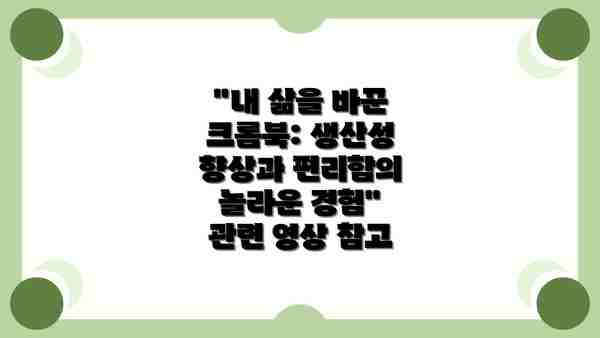 "내 삶을 바꾼 크롬북: 생산성 향상과 편리함의 놀라운 경험" 관련 영상 참고