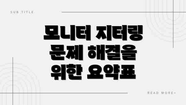 모니터 지터링 문제 해결을 위한 요약표