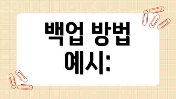 백업 방법 예시: