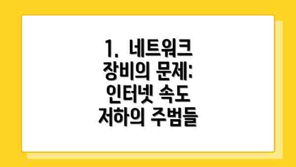 1.  네트워크 장비의 문제:  인터넷 속도 저하의 주범들