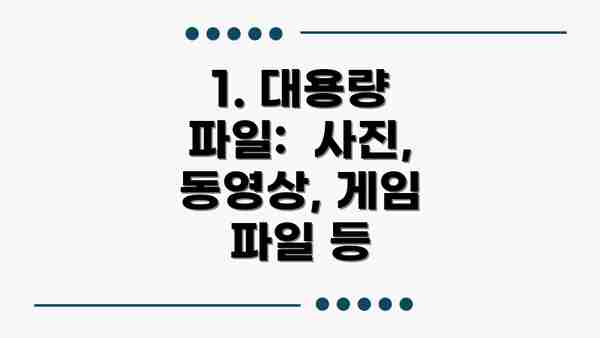 1. 대용량 파일:  사진, 동영상, 게임 파일 등
