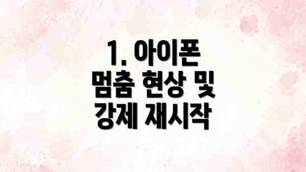 1. 아이폰 멈춤 현상 및 강제 재시작