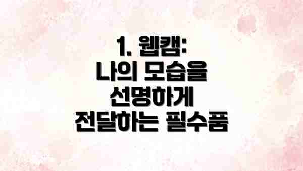 1. 웹캠: 나의 모습을 선명하게 전달하는 필수품