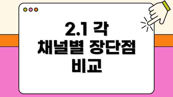 2.1 각 채널별 장단점 비교