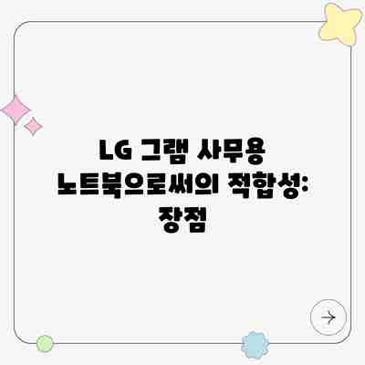 LG 그램 사무용 노트북으로써의 적합성: 장점 LG 그램 사무용 노트북으로써의 적합성: 장점