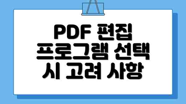 PDF 편집 프로그램 선택 시 고려 사항
