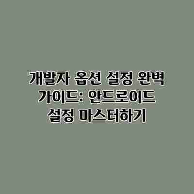 개발자 옵션 설정 완벽 가이드: 안드로이드 설정 마스터하기 개발자 옵션 설정 완벽 가이드: 안드로이드 설정 마스터하기
