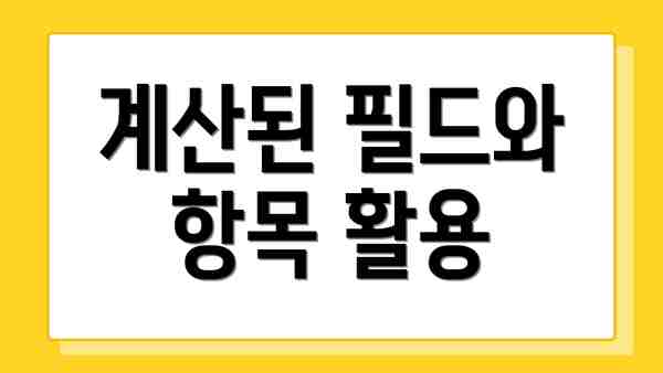 계산된 필드와 항목 활용