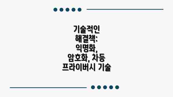 기술적인 해결책: 익명화, 암호화, 차등 프라이버시 기술