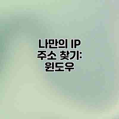 나만의 IP 주소 찾기: 윈도우 나만의 IP 주소 찾기: 윈도우