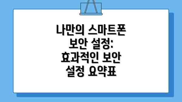 나만의 스마트폰 보안 설정: 효과적인 보안 설정 요약표