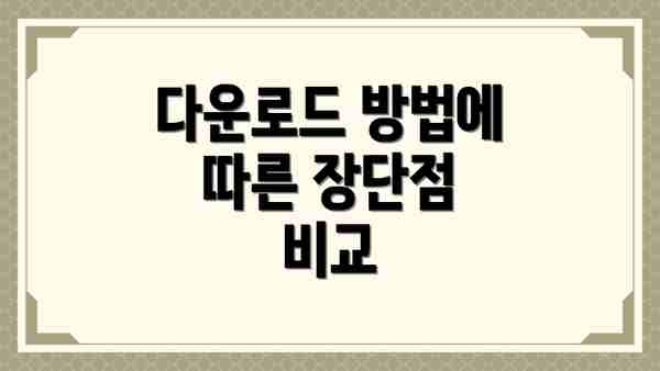 다운로드 방법에 따른 장단점 비교