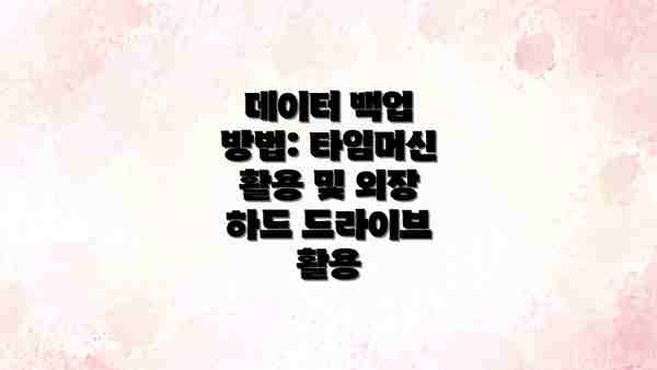 데이터 백업 방법: 타임머신 활용 및 외장 하드 드라이브 활용