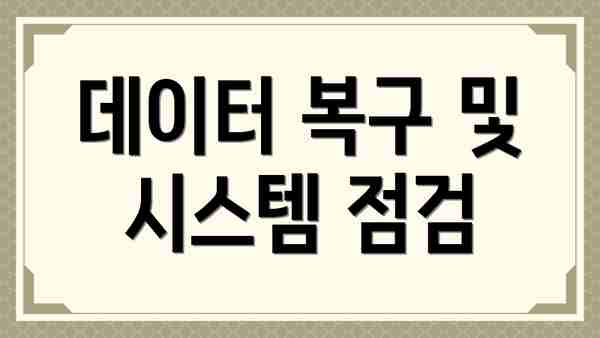데이터 복구 및 시스템 점검