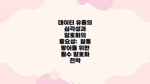 데이터 유출의 심각성과 암호화의 중요성:  철통 방어를 위한 필수 암호화 전략