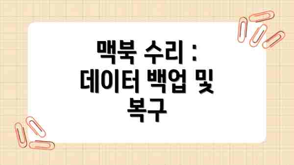 맥북 수리 : 데이터 백업 및 복구