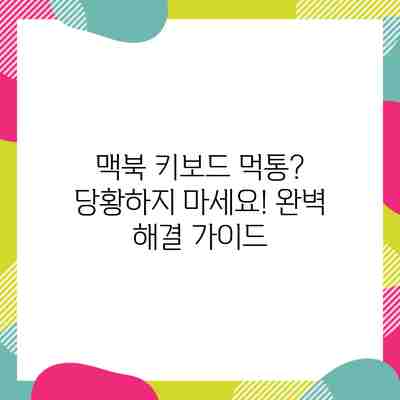 맥북 키보드 먹통? 당황하지 마세요! 완벽 해결 가이드 맥북 키보드 먹통? 당황하지 마세요! 완벽 해결 가이드