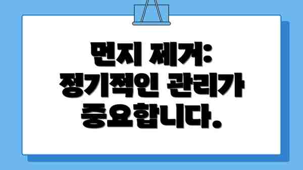 먼지 제거: 정기적인 관리가 중요합니다.