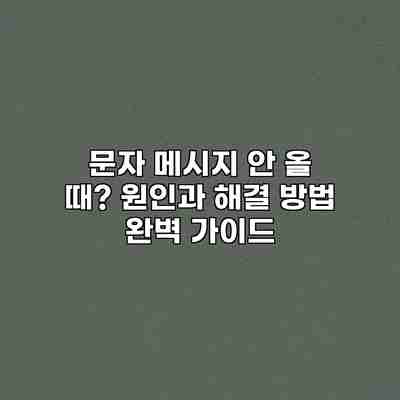 문자 메시지 안 올 때? 원인과 해결 방법 완벽 가이드 문자 메시지 안 올 때? 원인과 해결 방법 완벽 가이드