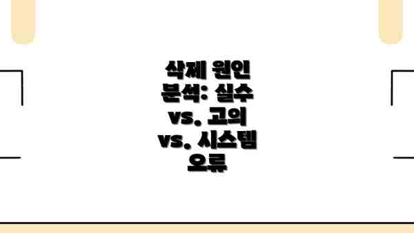 삭제 원인 분석: 실수 vs. 고의 vs. 시스템 오류