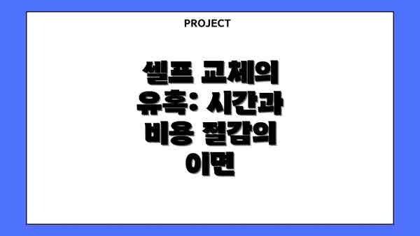 셀프 교체의 유혹: 시간과 비용 절감의 이면