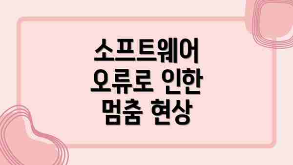 소프트웨어 오류로 인한 멈춤 현상
