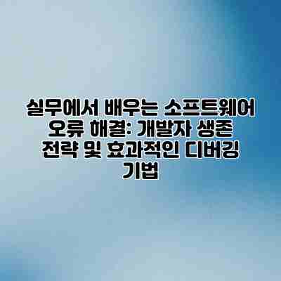 실무에서 배우는 소프트웨어 오류 해결: 개발자 생존 전략 및 효과적인 디버깅 기법 실무에서 배우는 소프트웨어 오류 해결: 개발자 생존 전략 및 효과적인 디버깅 기법