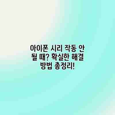 아이폰 시리 작동 안 될 때? 확실한 해결 방법 총정리! 아이폰 시리 작동 안 될 때? 확실한 해결 방법 총정리!