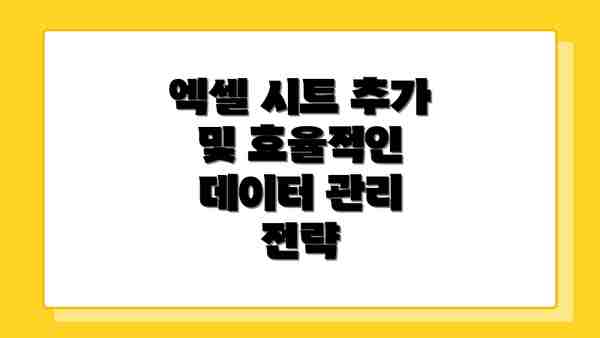 엑셀 시트 추가 및 효율적인 데이터 관리 전략