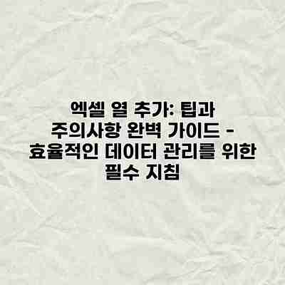 엑셀 열 추가: 팁과 주의사항 완벽 가이드 – 효율적인 데이터 관리를 위한 필수 지침 엑셀 열 추가: 팁과 주의사항 완벽 가이드 – 효율적인 데이터 관리를 위한 필수 지침