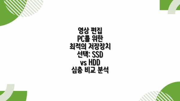 영상 편집 PC를 위한 최적의 저장장치 선택: SSD vs HDD 심층 비교 분석