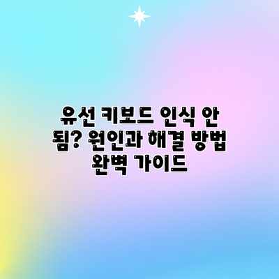 유선 키보드 인식 안 됨? 원인과 해결 방법 완벽 가이드 유선 키보드 인식 안 됨? 원인과 해결 방법 완벽 가이드