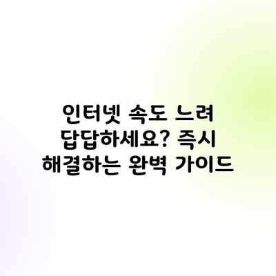 인터넷 속도 느려 답답하세요? 즉시 해결하는 완벽 가이드 인터넷 속도 느려 답답하세요? 즉시 해결하는 완벽 가이드