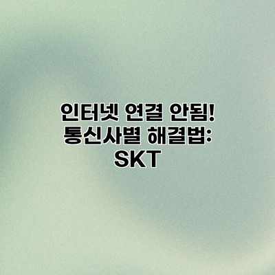 인터넷 연결 안됨! 통신사별 해결법: SKT 인터넷 연결 안됨! 통신사별 해결법: SKT
