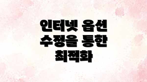인터넷 옵션 수정을 통한 최적화