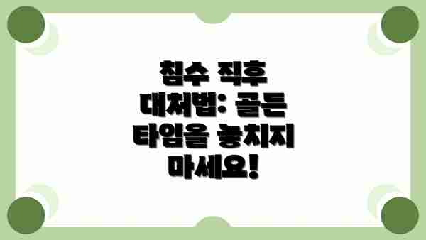 침수 직후 대처법: 골든 타임을 놓치지 마세요!