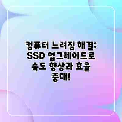 컴퓨터 느려짐 해결: SSD 업그레이드로 속도 향상과 효율 증대!